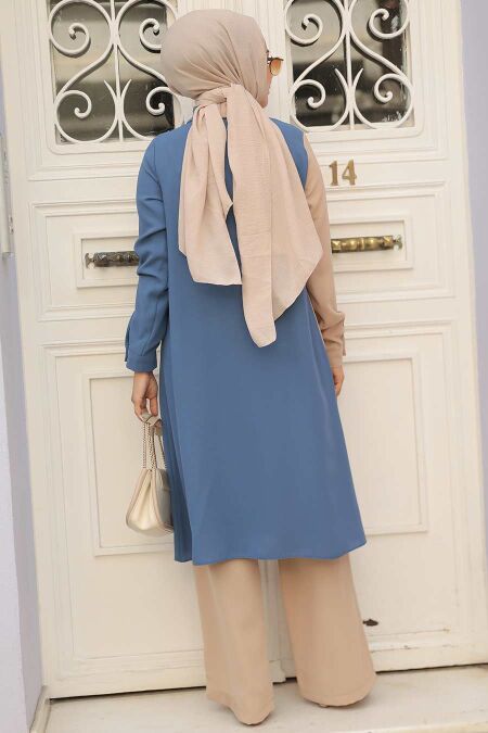 İndigo Blue Hijab Double Suit 52331IM